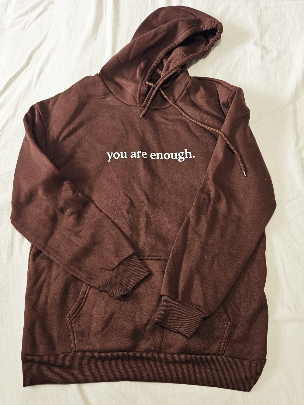 Men's Brown 'you are enough.' Pullover Hoodie